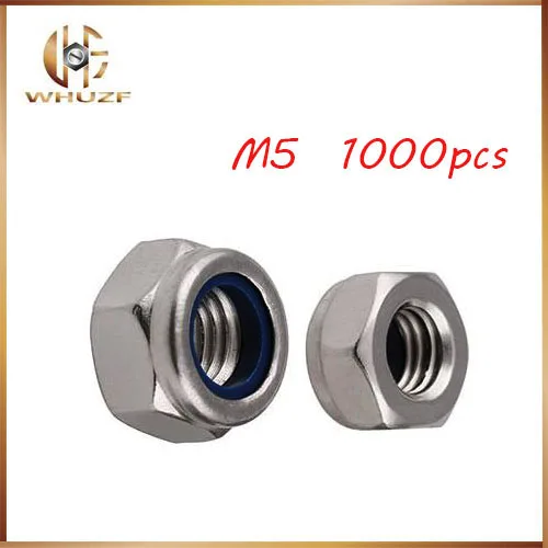 

Metric M5 304 Stainless Steel Hex Head Nylon Insert Lock Jam Stop Nuts 1000pcs/Lot Free Shipping