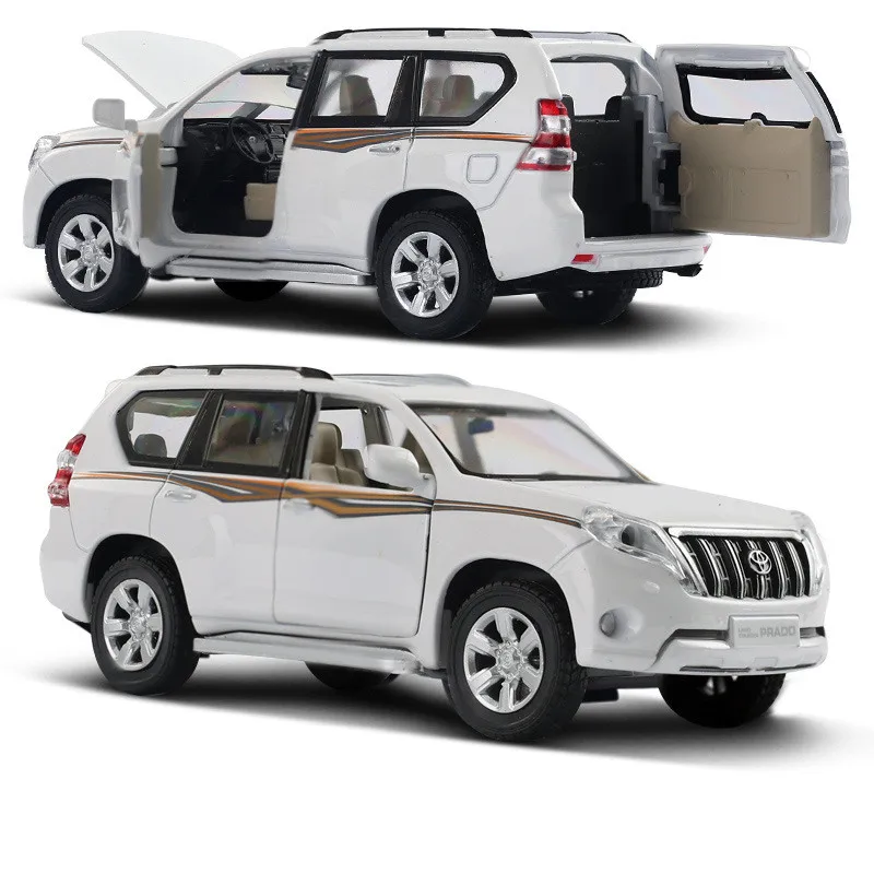 High quality 1:32 Toyota Prado alloy model,simulation children\'s sound and light pull back off-road model toys,free shipping