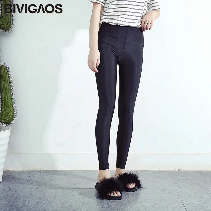 BIVIGAOS Phụ Nữ Mới Nhiều Màu Bóng Quần Legging Thun Mùa Hè Mỏng Kẹo Màu Mắt Cá Chân Quần Tập Luyện Legging Gợi Cảm Quần Legging Nữ