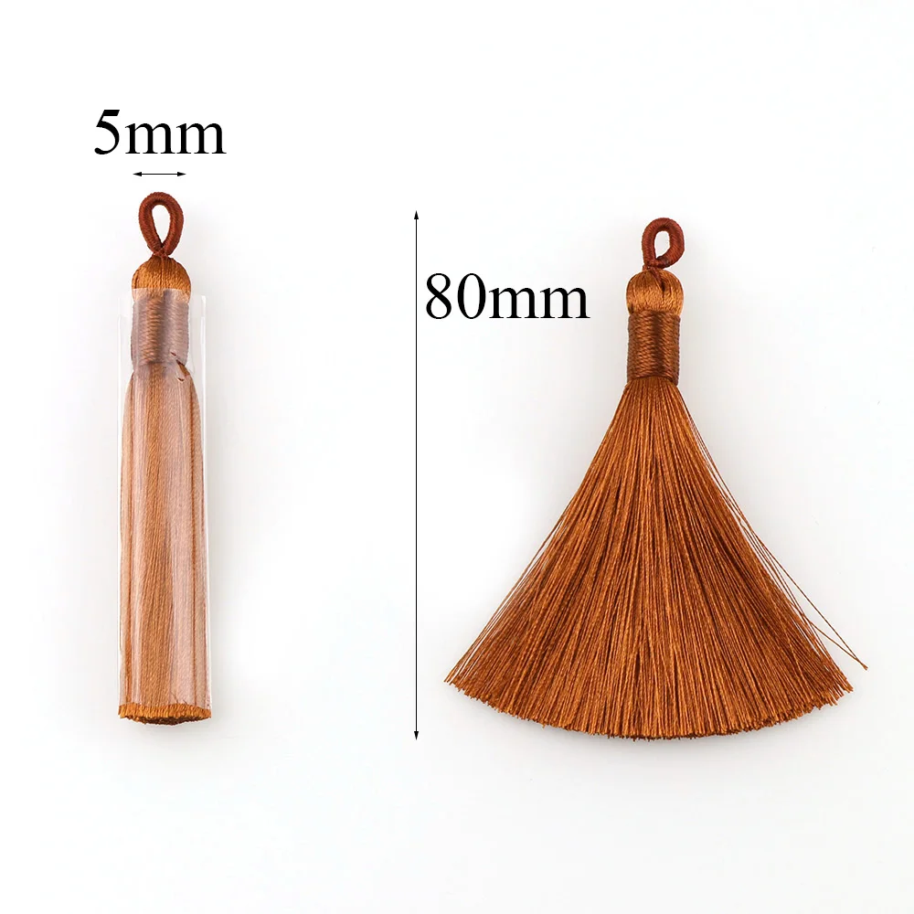 Bộ 5 Dài 8Cm Nhiều Màu Satin LỤA Tua Rua Chổi Bông Tai Charm Mặt Dây Chuyền CottonTassels Tự Làm Trang Sức Làm Cho Những Phát Hiện