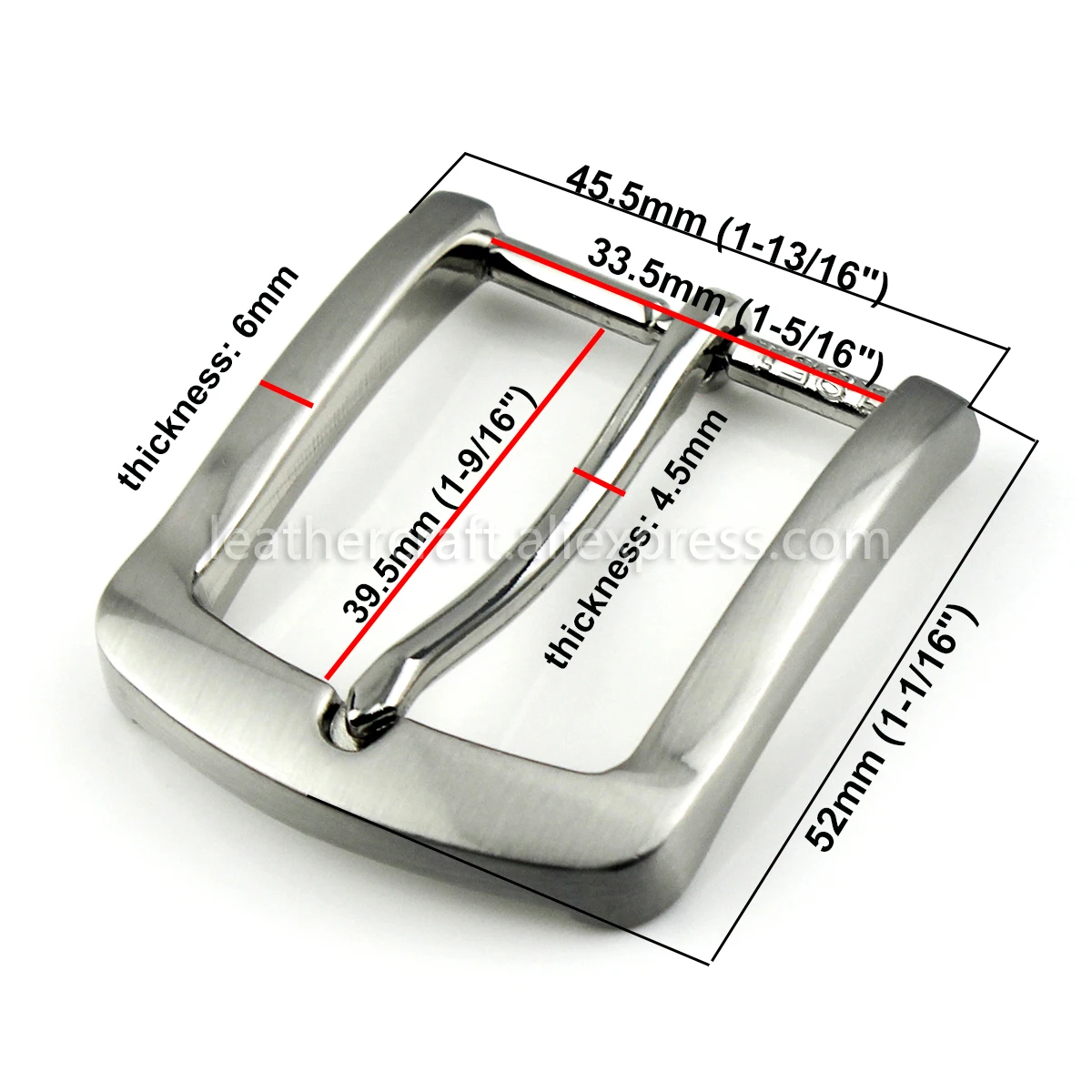 1x 35mm Silver Belt Buckle Metal Brushed Men Women End Bar Single Pin Belt Half Buckle for Leather Craft Strap Belt