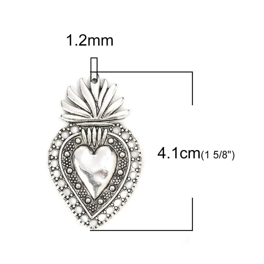 5 PCs Zinc Based Alloy Pendants Heart Silver Color For Earrings Necklace Making Angel Kinds Style Jewelry DIY Charms Findings