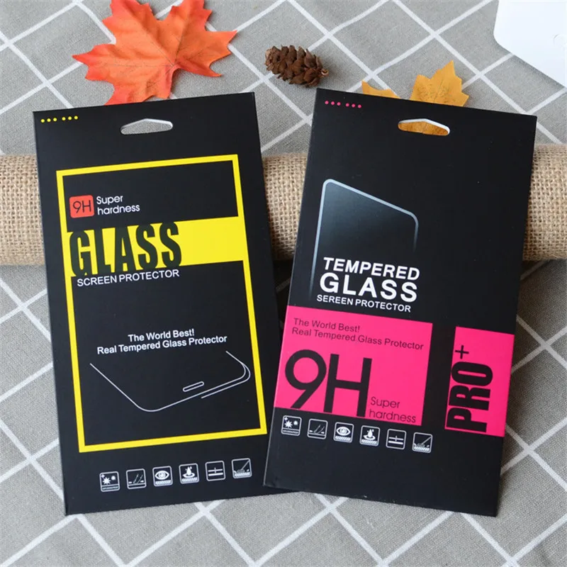 500Pcs/Lot High Quality Black Paper Glass Retail Packaging Box/Paper Box/white Box For 7 6 6 plus Samsung Screen Protector Film