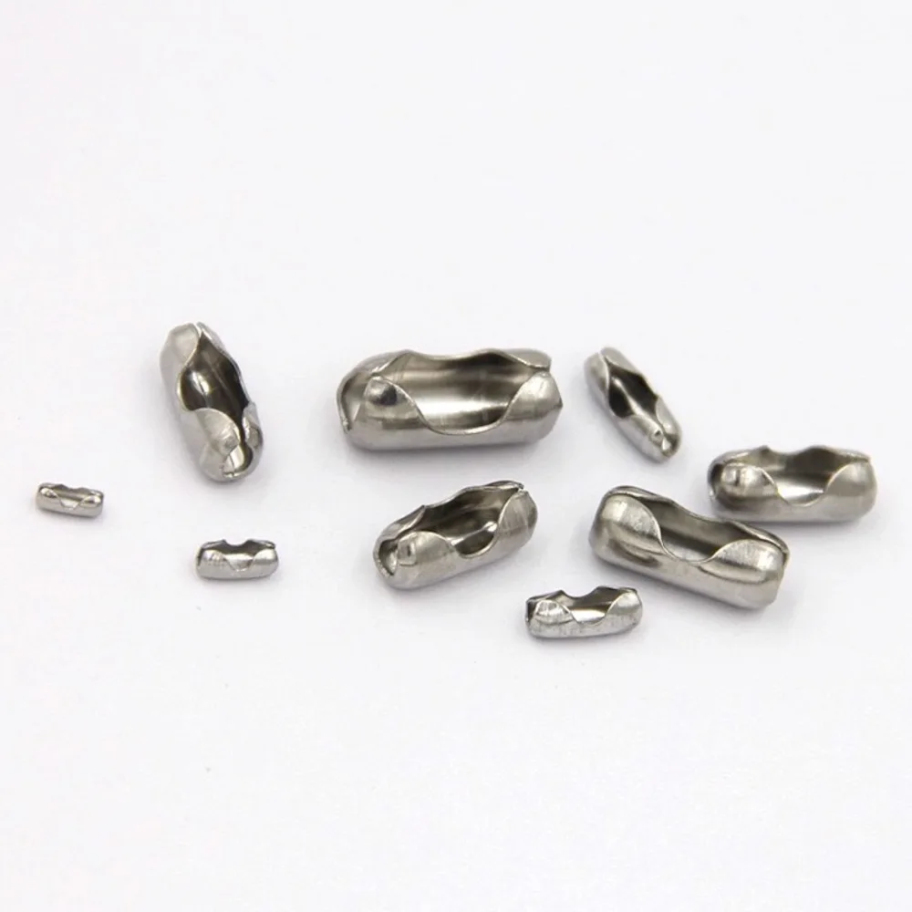 REGELIN 2.4/3.2/4/4.5mm Stainless Steel Ball Chain Connector Clasps End Beads Crimp Silver Tone DIY Jewelry Findings Accessories