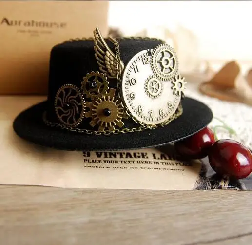 

Steampunk Gears Hat Topper 13CM Headwear Women Small Hat Hairpin Vintage