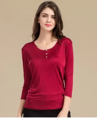 

The new silk 100% female 7 minutes of sleeve T-shirt wear render unlined upper garment of mulberry silk sleeves 3 2022