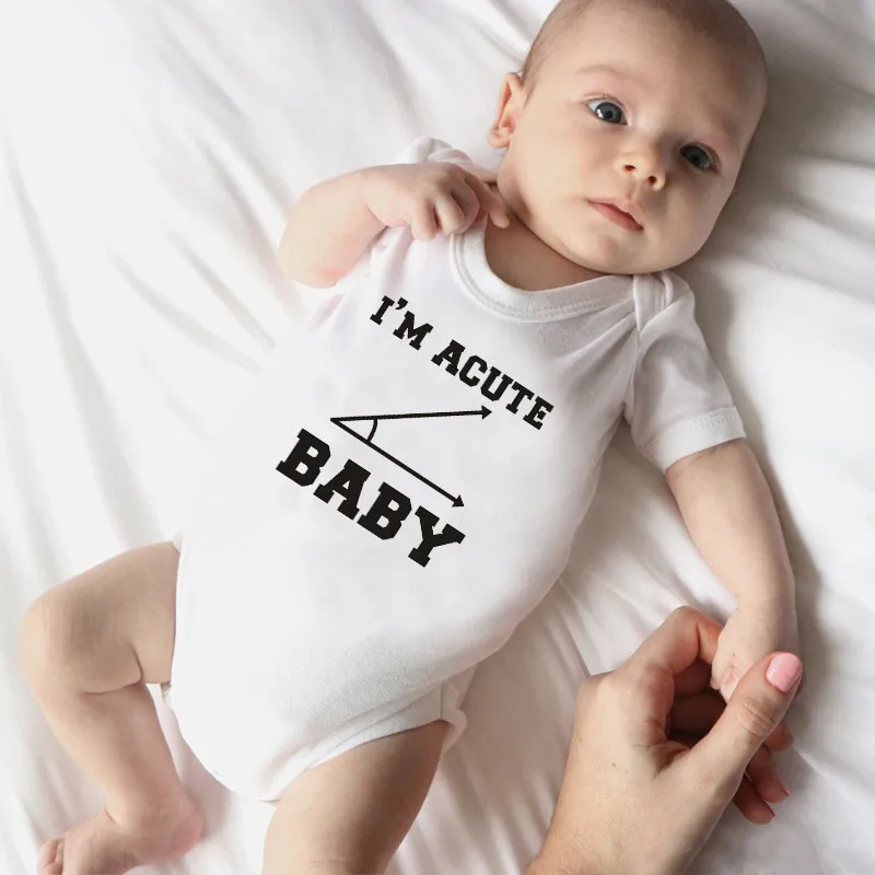 

I'm ACUTE BABY Print Funny Baby Clothes White Cotton Summer Newborn Unisex Baby Boy Bodysuit 0-24M