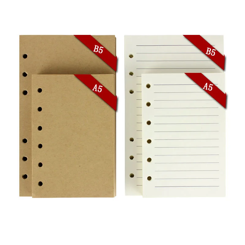 

A7 Lined/Blank/Check/Dots Vintage Kraft WoodFree Refills Papers 80 Sheets 160 Pages