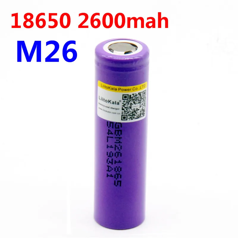 100% original LiitoKala for  M26 18650 2600mah 10A 2500 li-ion rechargeable battery power safe battery for ecig/scooter