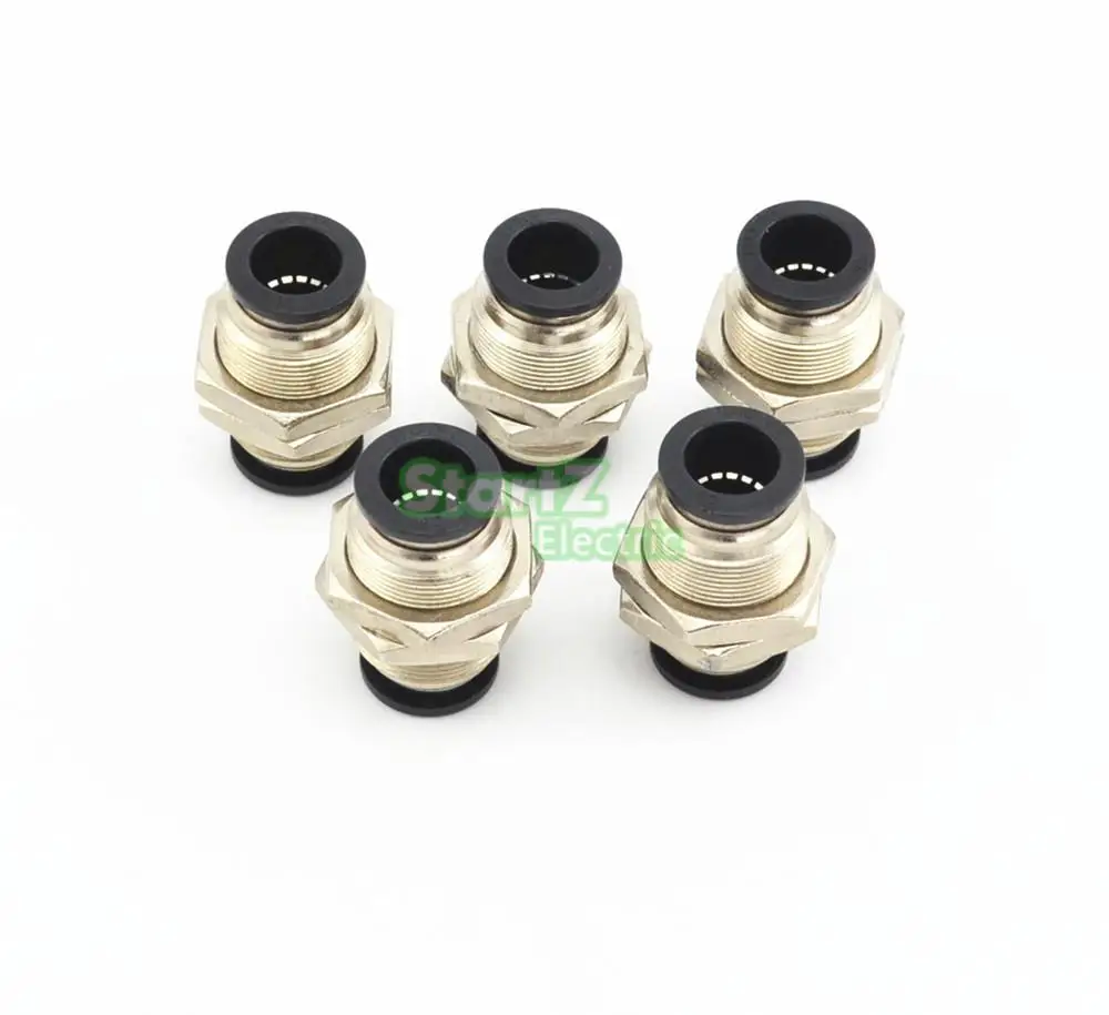 

5PCS 12MM Pneumatic Bulkhead Straight Push In Quick Fitting Connector Union PM-12