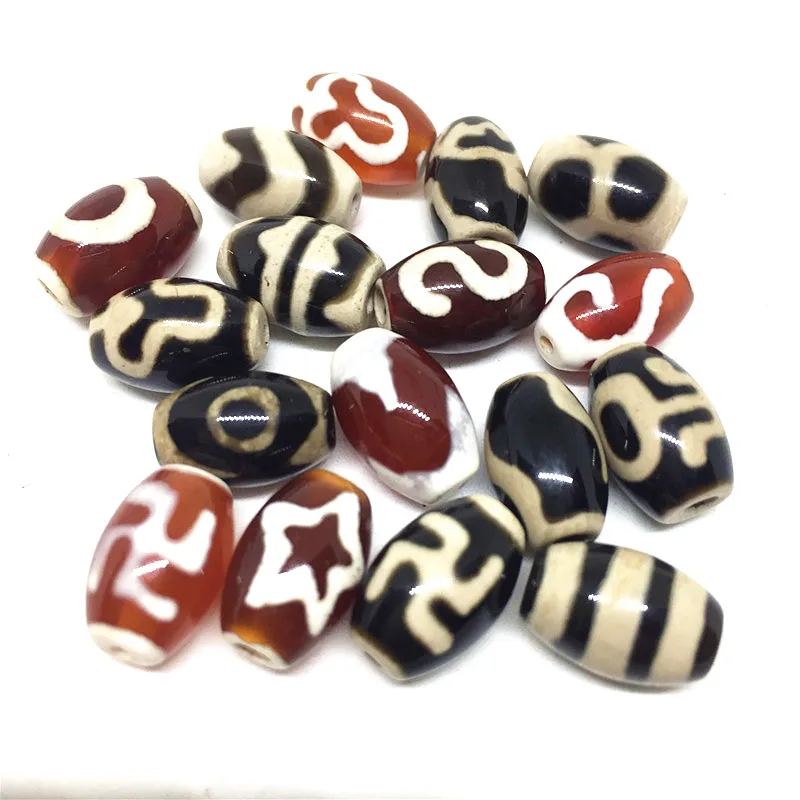 10pcs/lots Black and Red color 8*12mm 10*14mm 12*16mm Strip Money hook Lotus Ruyi Amulet Dzi Ji Loosing Beads