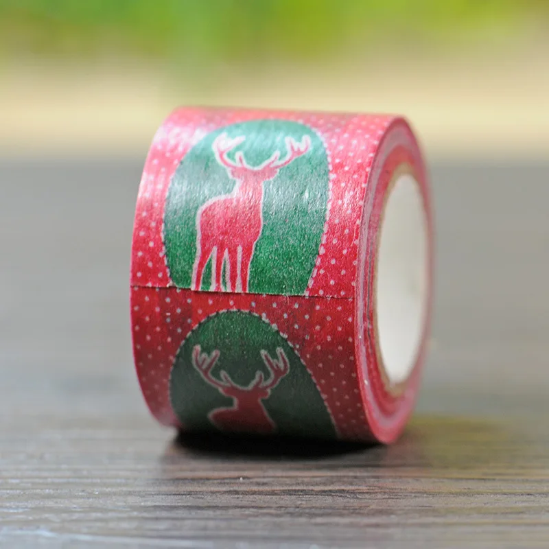 Free shipping Beautiful  30mm*10m  washi paper  tape/red background deer in green mirror  masking  japan washi tape