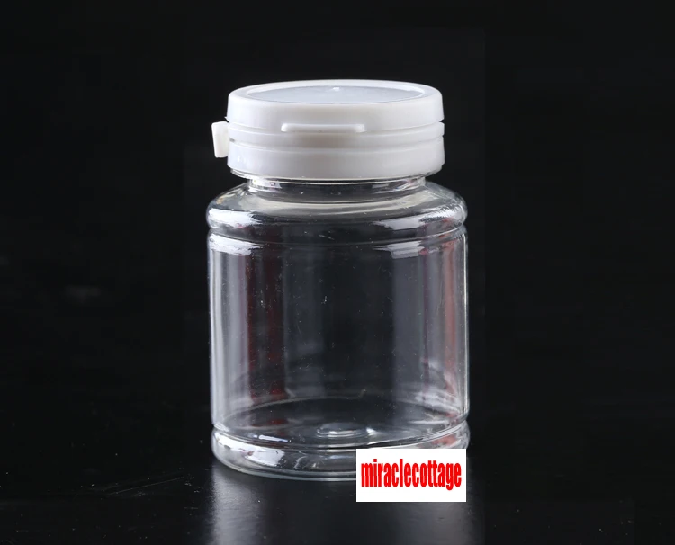 100pcs 60ml Plastic Bottles With Tearing Caps, Pills Containers, Capsules Bottles, Solid Bottles --Transparent/Brown/Green Color