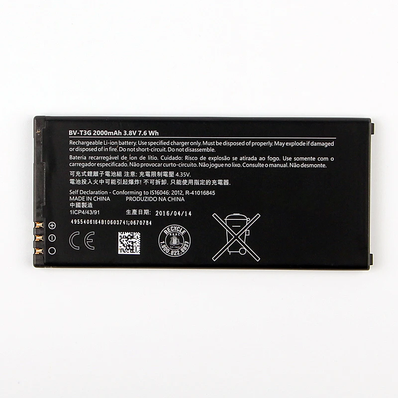 Original BV-T3G phone battery for Nokia Microsoft Lumia 650 RM-1154 BVT3G 2000mAh