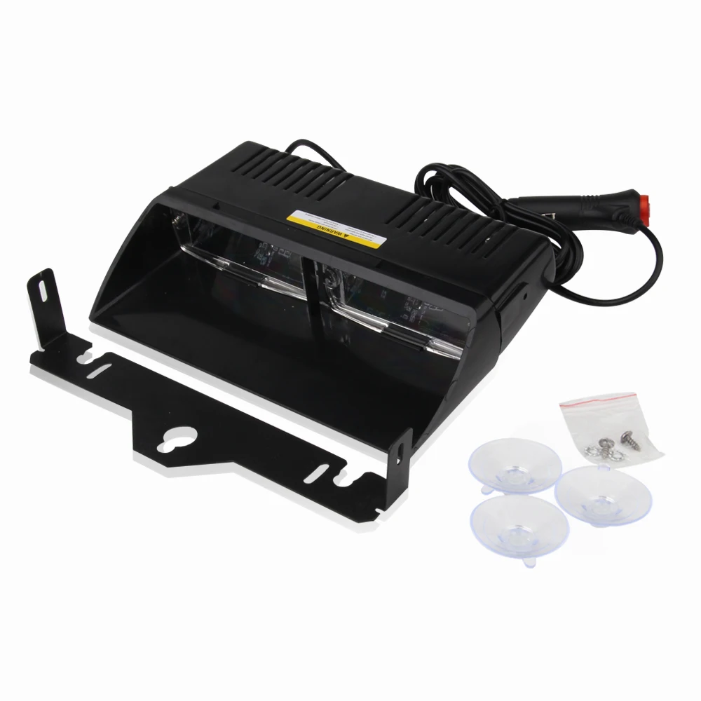 DC 12V Car LED Flashing Light S2 Suction Cup Police Lights 16LED Strobe Light 18 Flashing Mode 16LED Warning Light Signal Lamp