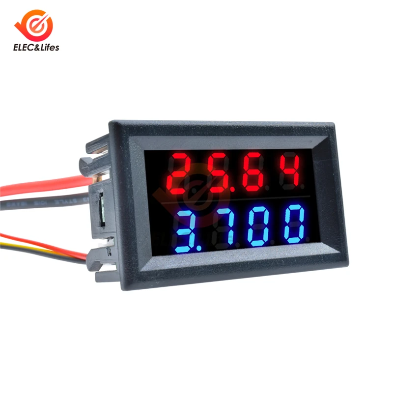 DC 100V 200V 10A Dual 0.28\'\' LED Digital Voltmeter Ammeter Detector 4 Bit 5 Wires Voltage Current Meter Volt amp tester 10A