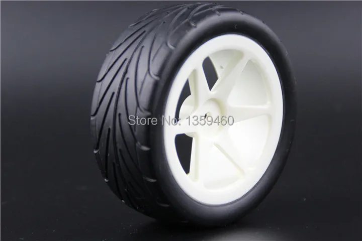 Pre-Glued 4pcs 1/10 Buggy Tires Tyre(On-Road) 6 Spoke White Wheel Rim fits for 1:10 4WD Buggy Car 1/10 Tire