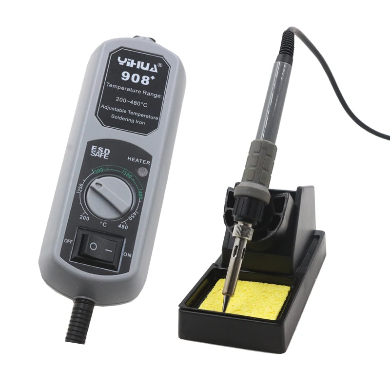 60W LED Digital Display YIHUA 908D 220V Soldering Station Mini Portable Adjustable Electric soldering iron + holder