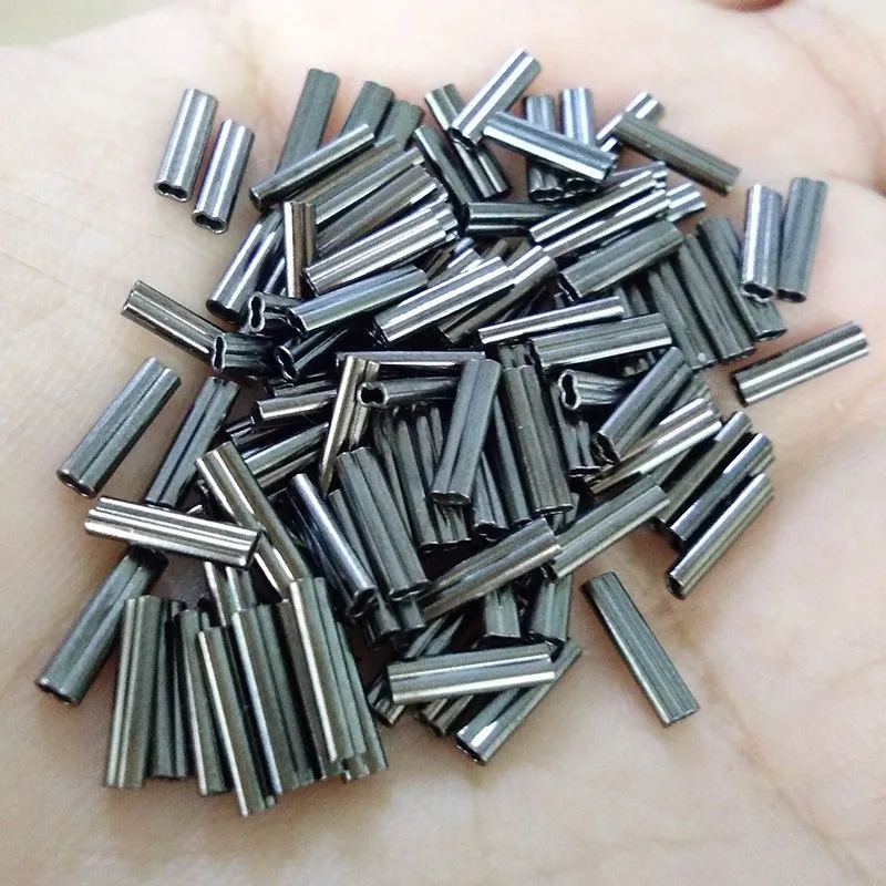 Hyaena 100Pcs crimp tube for fishing line Double Copper Tube Crimping sleeve Fishing Wire Pipe Crimp Sleeves Fishing Tackle