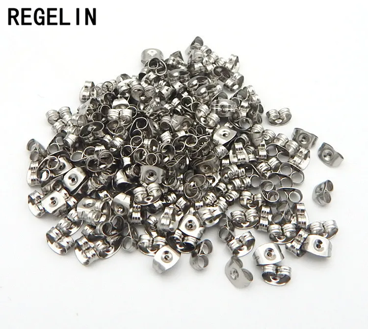 REGELIN stainless steel earring back stoppers wholesale 50pcs/lot 4.6*6mm DIY jewelry findings