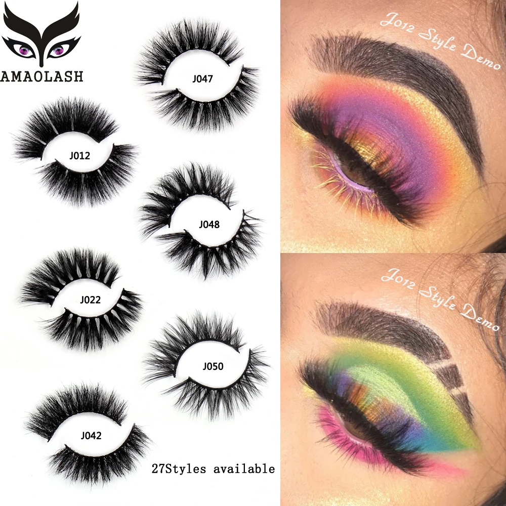 AMAOLASH False Eyelashes 3D Mink Lashes Luxury Handmade Mink Eyelashes Natural Long Eye Lashes Thick Fluffy False Lashes