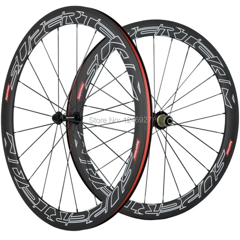 

Superteam Carbon Wheels Road Bike 50mm Clincher Carbon Wheelset 3k Weave Chinese Full Carbon Fibre R13 hub