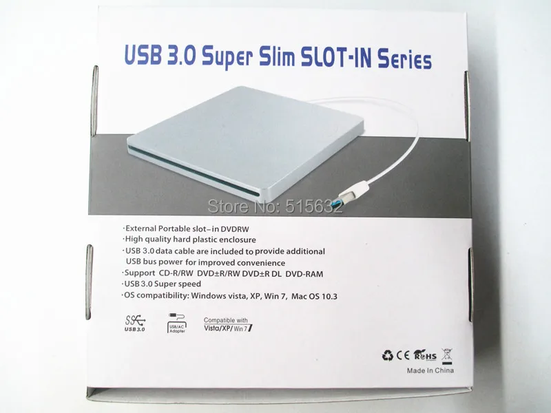 new USB 3.0 Super speed slim SLOT-IN series USB Enclosure Case for Superdrive for Apple Macbook Pro unibody 13\