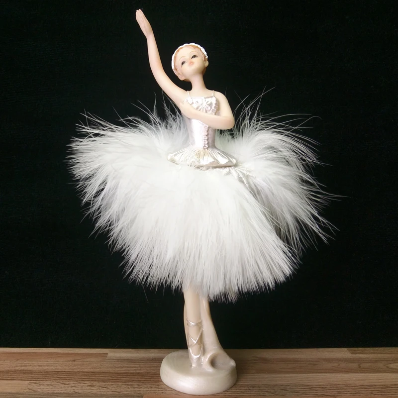 

Girl Figurines Ballet Dancer Statue Resin Girl Sculpture Figure Desk Ornament for Home Office Decoration White