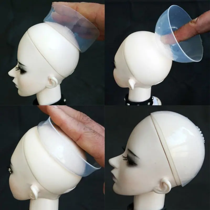 Baru 1/3 1/4 1/6 1/12 Silikon Tutup Kepala untuk BJD Boneka Silica Gel Rambut Wig Cover