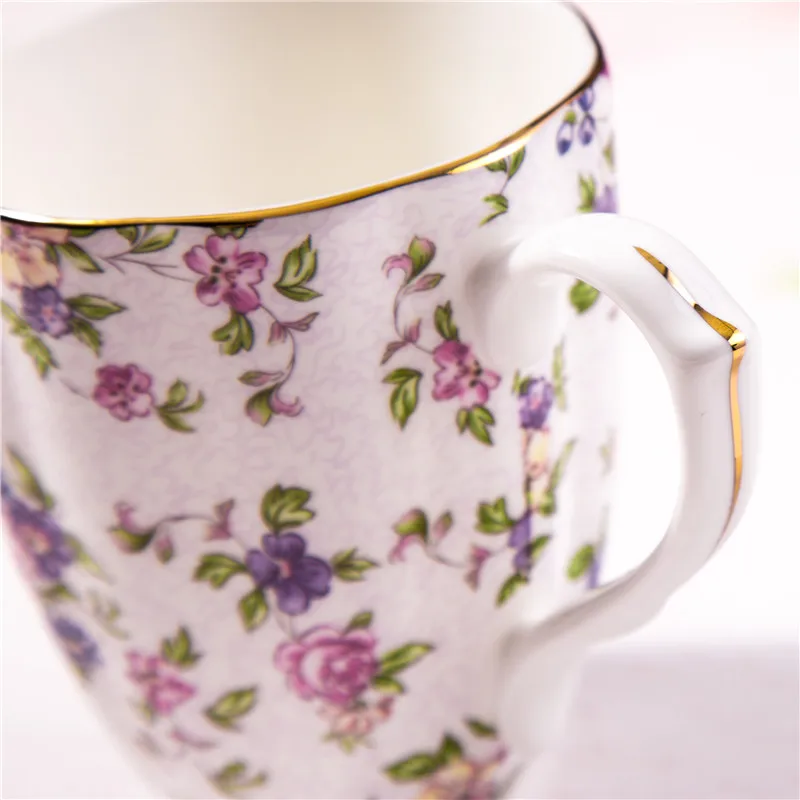 Royal English Pastoral Bone China Coffee Cups Large Capacity Ceramics Breakfast Milk Mug And Cup Free Shipping