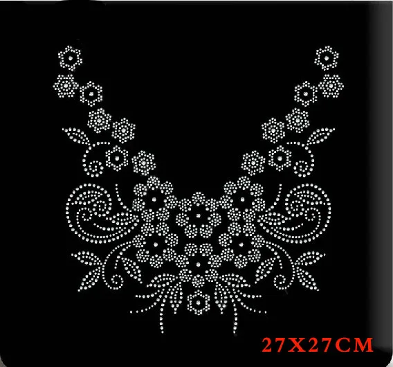 2pc/lot Flower design stone hot fix rhinestone transfer motifs iron on design iron rhinestone appliques