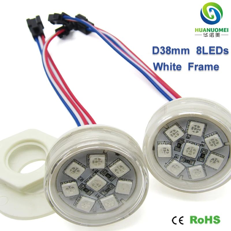 주소 지정 가능 풀 컬러 LED 모듈 픽셀 조명 UCS1903 38mm 8LED SMD 5050 RGB 디지털 전구 방수 램프 조명 모듈