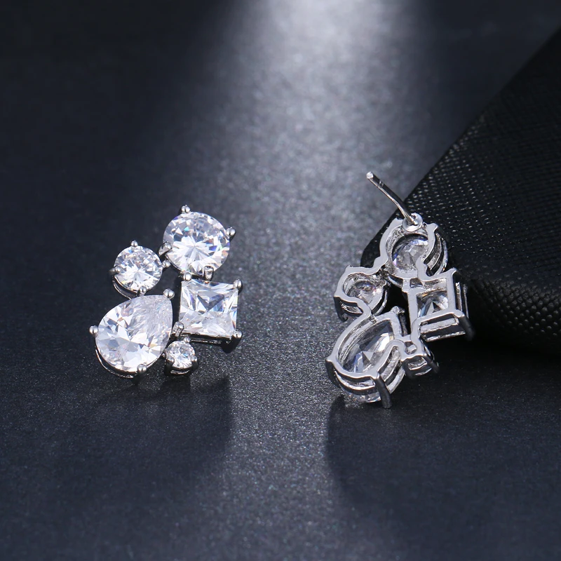 EMMAYA Trendy Fashion Jewelry Brand Cz Crystal Earrings Wedding Statement Stud Earrings For Women