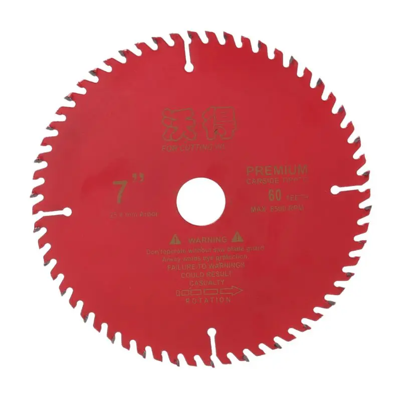 Polegadas lâmina de serra circular 180mm 60 dentes ferramenta de corte madeira diâmetro furo 25mm