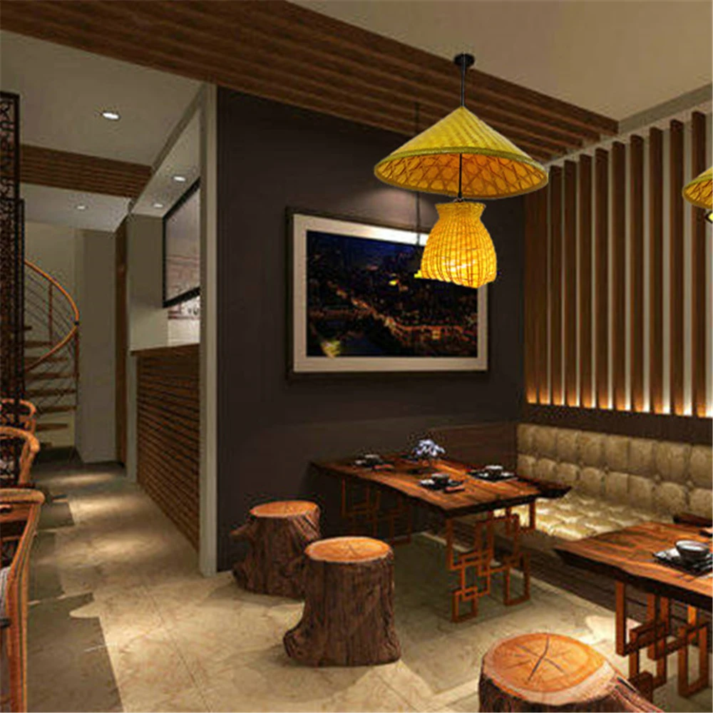 Creative personality restaurant Pendant Lights bar decoration lamp Chinese bamboo hats lamp Hot pot restaurants Pendant Lamp