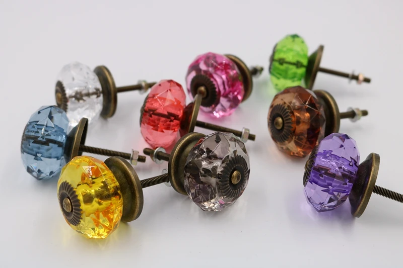1x Colorful 38mm Furniture Knob Cabinet Knob Cupboard Closet Drawer Dresser Knob Handle Acrylic Crystal Pull