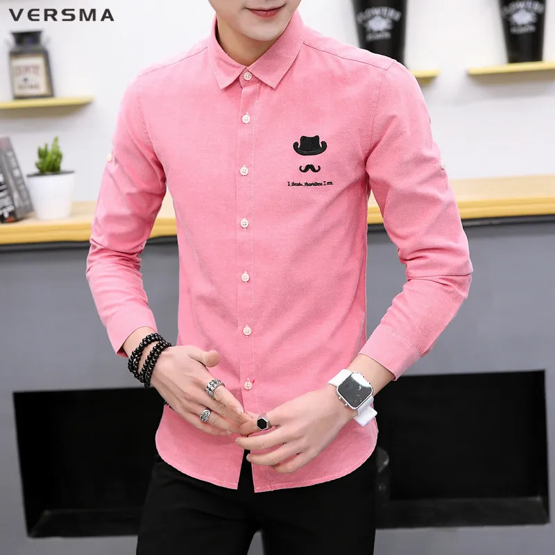 Camicia da uomo Casual VERSMA camicie eleganti da uomo a maniche lunghe camicia da uomo nera sociale Slim Fit camicia di qualità taglie forti Camisas Masculina