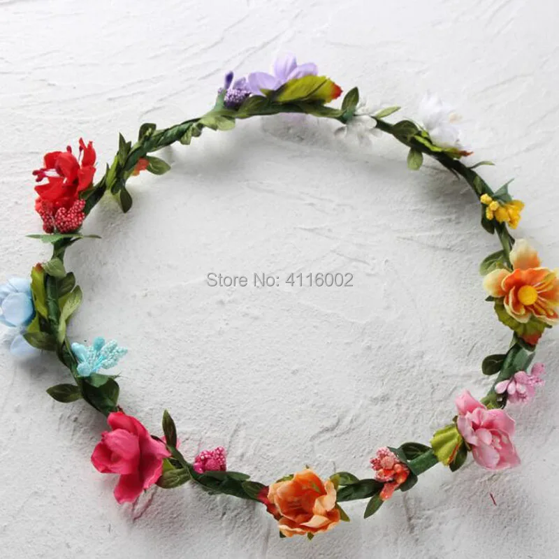 

300pcs Fashion Handmade Flower Crown Wedding Bridal Wreath Headdress Holiday Tourism Beach Flowers Hair Band Accessories