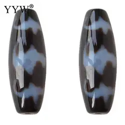 Natural Tibetan Dzi Beads, Oval, five blessings & two tone, Grade AAA, 13x38mm, Hole:Approx 2mm, Sold By PC