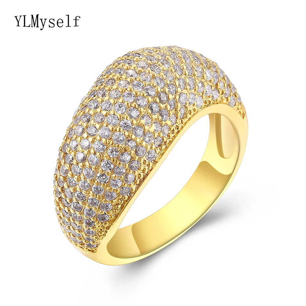 YLMyself Cubic Zirconia Ring White & Gold Color Brass Fast Delivery Trendy Jewelry for Women