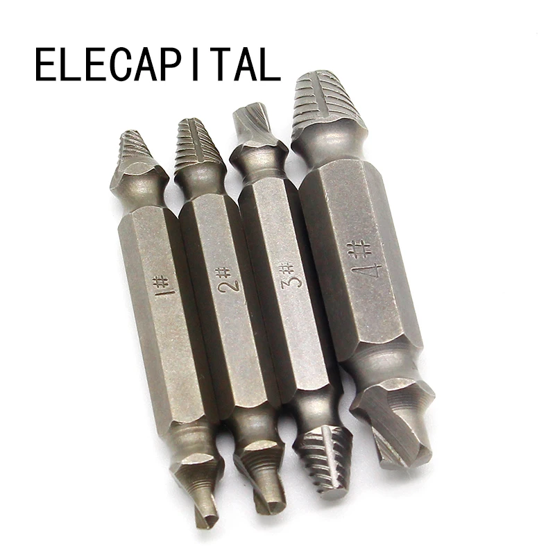 4PCS/Set Double Side Damaged Screw Extractor Drill Bits Out Remover Bolt Stud Tool Wholesale Price