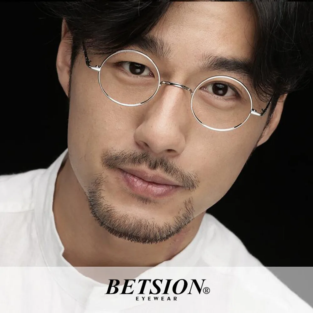 Vintage Glasses Round 44mm Titanium Eyeglasses Frames Men Eyewear Women Spectacles Prescription Rx able