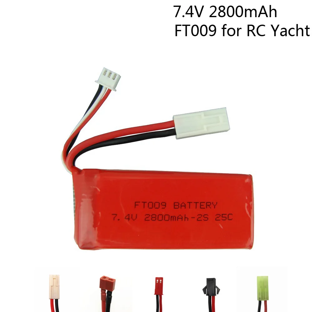 

Li-po Battery For FT009 for RC Yacht RC Airplane RC Car 7.4V 2800mah Rechargeable with SM,JST,EL 2P,Banana,T Plug wholesale lipo