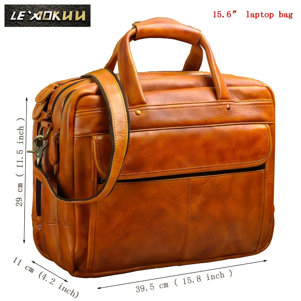 Men Original Leather Fashion Business Briefcase Messenger Bag Male Design Travel Laptop Document Case Tote Portfolio Bag 7146l