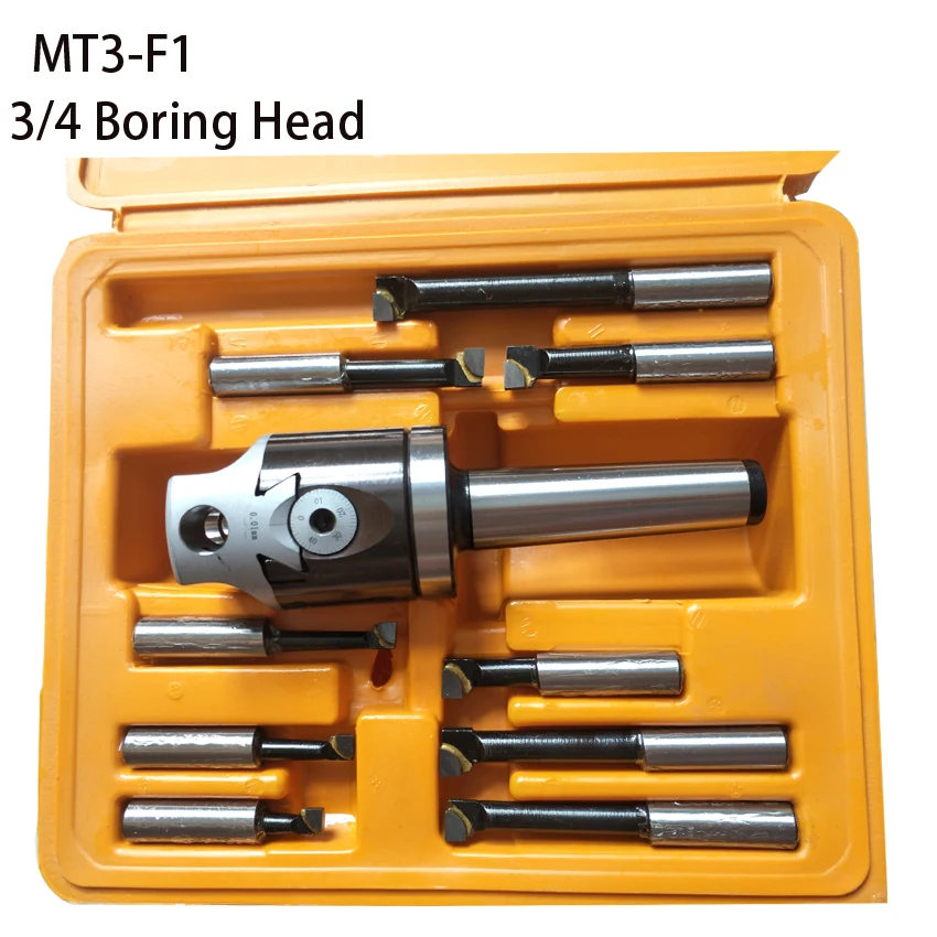 long tool life MT3 M12 Arbor F1 -12 50mm boring head and 9pcs 12mm boring bars boring head set 3/4 F1 boring head