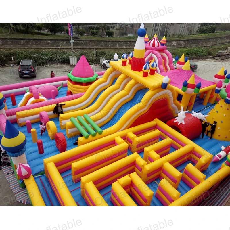 20*15 Meters Giant Inflatable Fun City , Inflatable Playground On Sale 5k Inflatable Obstacle Course For Sale