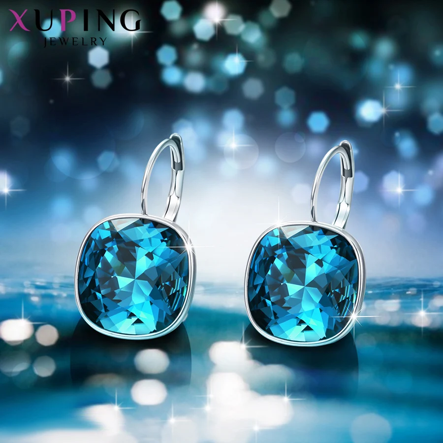 Xuping Jewelry Trendy Luxury Style Rhodium Color Earring with Colorful Crystal for Women Party Birthday Gifts A00615948