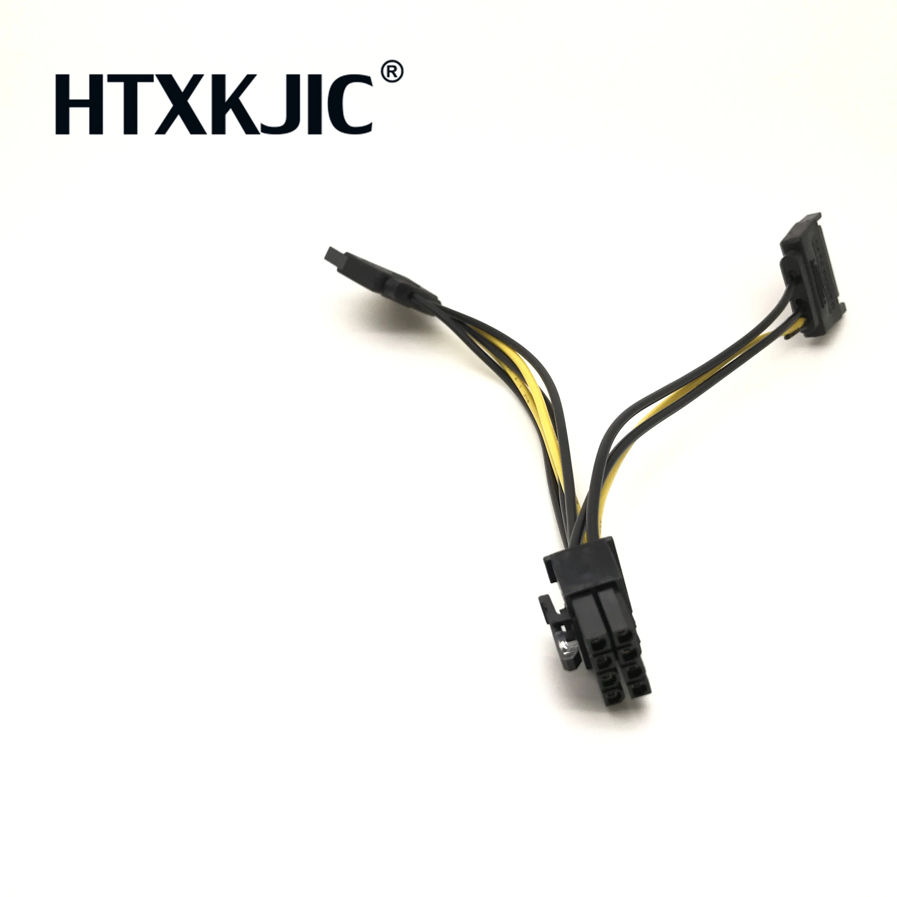 20CM Dual SATA Power Cable 15P to 8P Graphics Card 18AWG Wire Connector 1 IN 2 Male 15Pin to 8Pin SATA Cable for Mining Miner