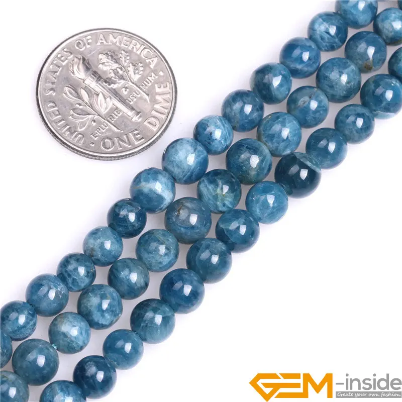 Round Natural Kyanite ( apatites ) Beads for Jewelry Making Strand 15\