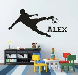 Custom Boys Name Wall Sticker Soccer Player Sportsman Wall Vinyl Decals Footbal Club Interior Décor Custom Name Gift AZ721